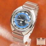 画像2: セイコー SEIKO アドバン ブルーグラデーションダイヤル 希少なメモリとロゴ入りのオリジナル3面カットガラス仕様 21石 オートマチック 専用ブレス装着 (2)