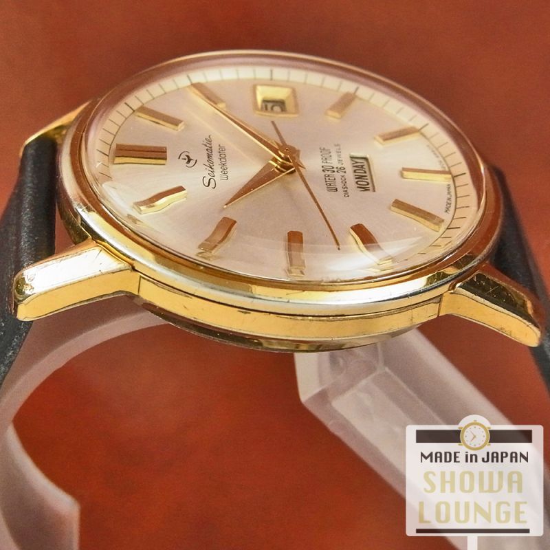 SEIKO 金色機械 ☆1965年製 SEIKO セイコー SEIKO MATIC Ref.6206-8040 ２６石 イルカマーク 自動巻紳士腕時計 SEIKOベルト 国産名機逸品